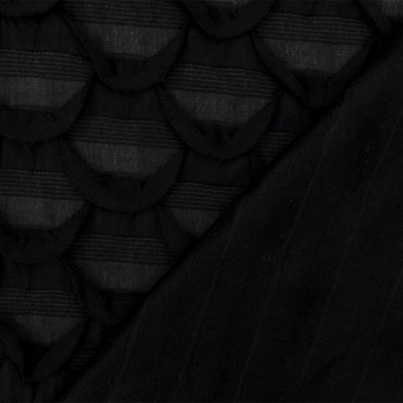Ballet Black Texture Stretch Poly Scallop Ruffle Knit Fabric