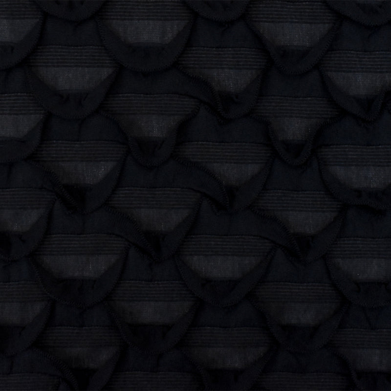 Ballet Black Texture Stretch Poly Scallop Ruffle Knit Fabric