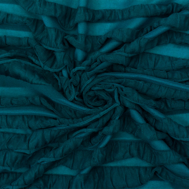 Steel Teal Solid Stretch Poly Ruffle Knit Fabric