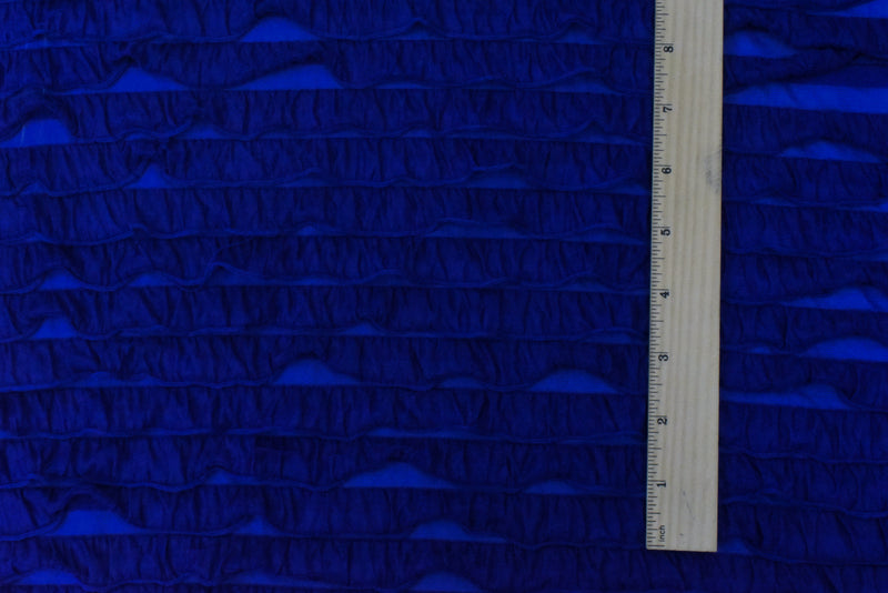 Royal Blue Solid Stretch Poly Ruffle Knit Fabric