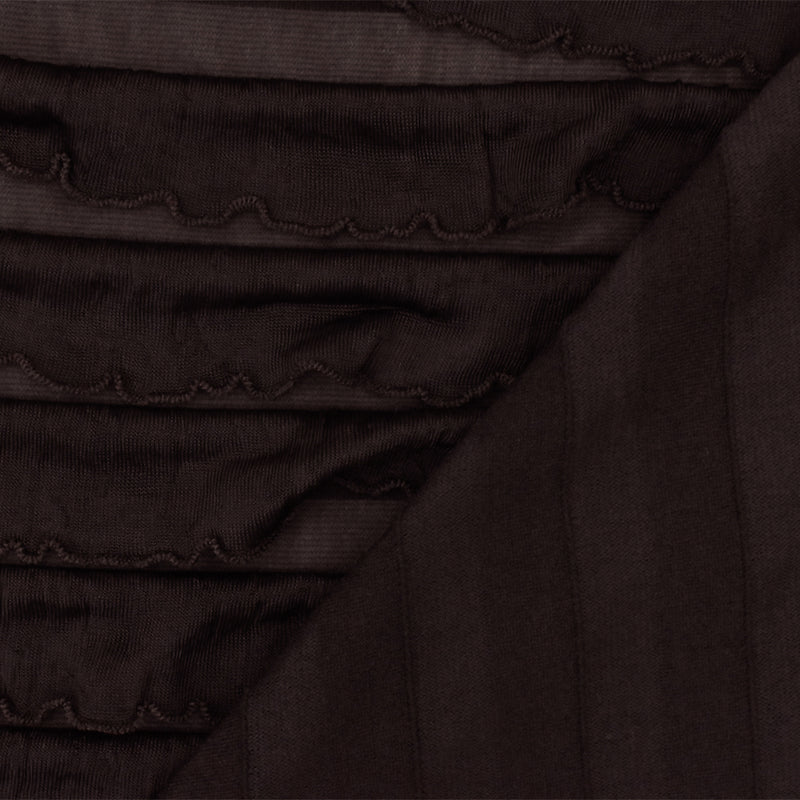 Dark Chocolate Brown Solid Stretch Poly Ruffle Knit Fabric