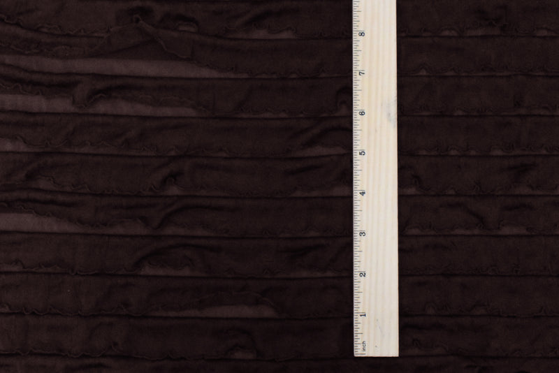Dark Chocolate Brown Solid Stretch Poly Ruffle Knit Fabric