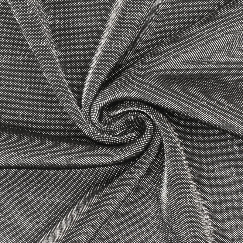 2 YD PC-Mercury Silver-Black Metallic Texture Stretch Double Knit Fabric