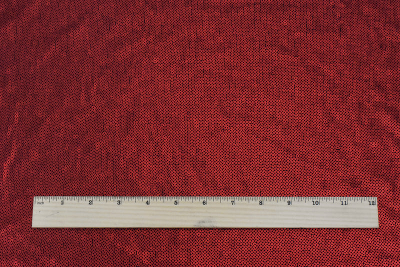 Renaissance Red-Black Fully Sequined Stretch Poly Jersey Knit Fabric