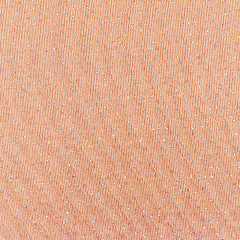 Peach Orange-Silver Sparkly Metallic Printed Stretch Slinky Knit Fabric