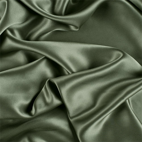 Runway Silks Dark Sage Silk Charmeuse Fabric - Reorderable