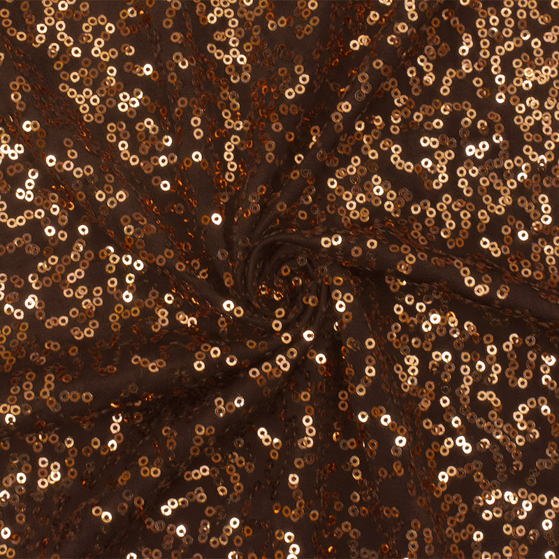 Chocolate Brown-Metallic Abstract Sequined Stretch Poly Jersey Knit Fabric