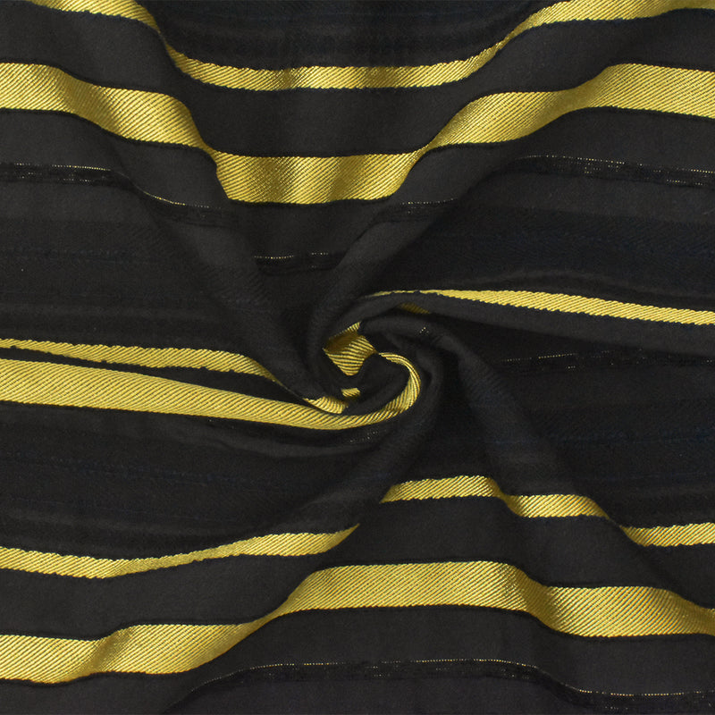 Night Black-Gold Stripe Stretch Shirting Woven Fabric