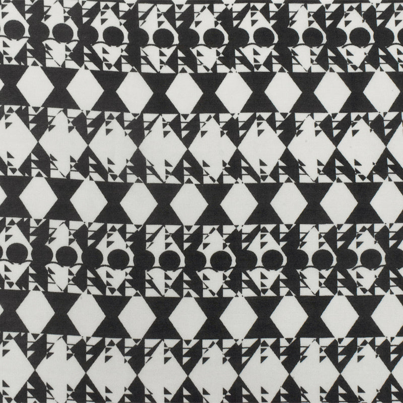 Spade Black-White Abstract Geometric Printed Poly Chiffon Woven Fabric
