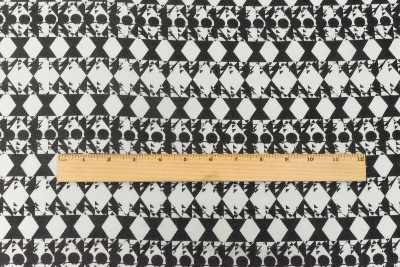 Spade Black-White Abstract Geometric Printed Poly Chiffon Woven Fabric
