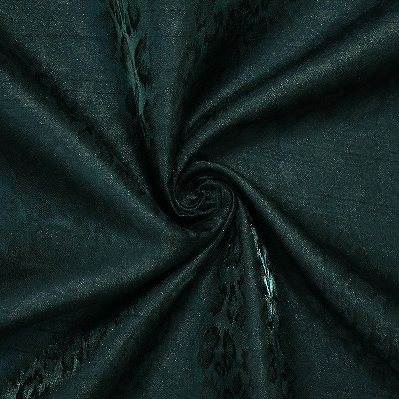 Deep Navy-Green Poly Cheetah Semi-Sheer Jacquard Woven Fabric