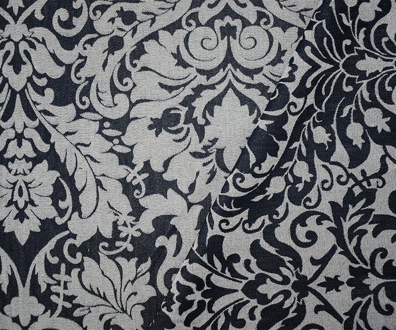 Black-White Rayon-Poly Dot Damask Woven Fabric