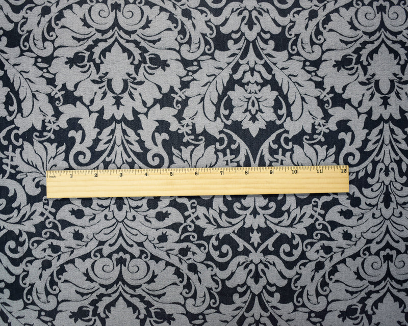 Black-White Rayon-Poly Dot Damask Woven Fabric
