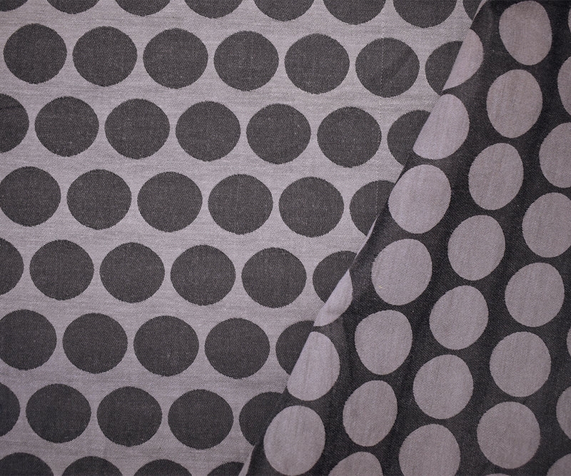Gray-Black Rayon-Poly Dot Damask Woven Fabric