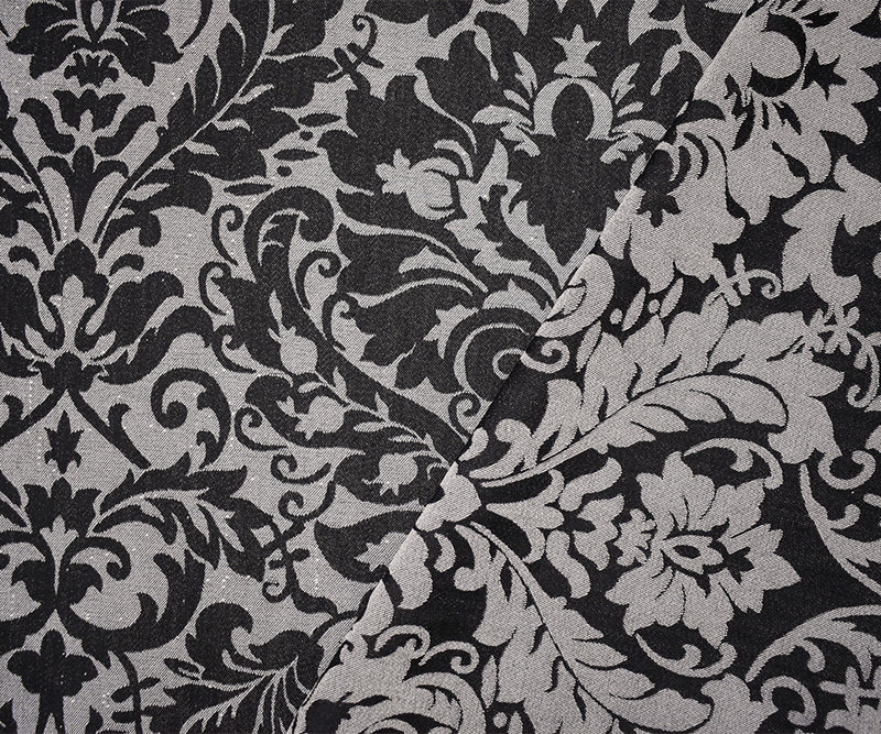 2 3/8 YD PC-White-Black Rayon-Poly Dot Damask Woven Fabric