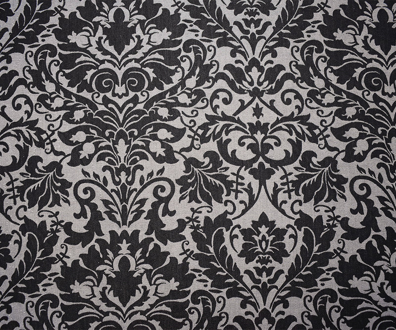 2 3/8 YD PC-White-Black Rayon-Poly Dot Damask Woven Fabric