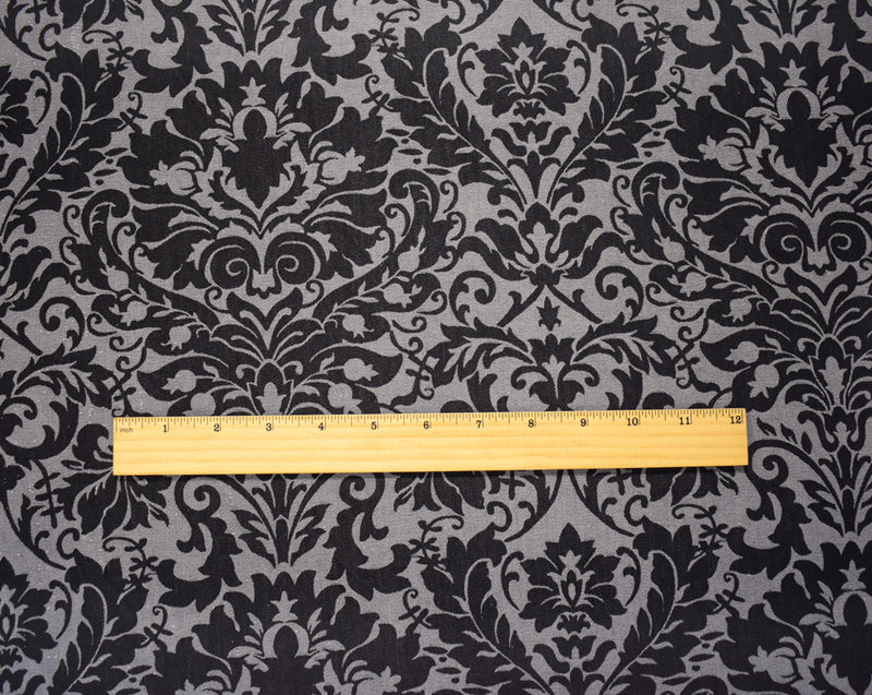 2 3/8 YD PC-White-Black Rayon-Poly Dot Damask Woven Fabric