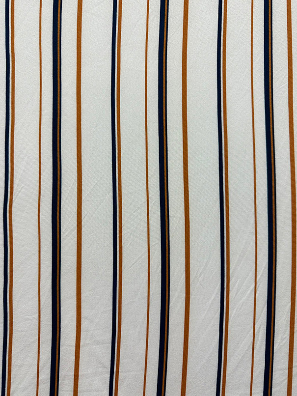 Ivory Multi Print Stripe Double Brushed Jersey Knit Fabric