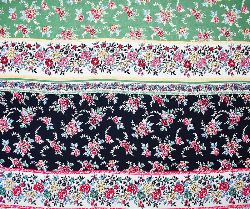 Sage Green-Multi Rayon Multi Pattern Striped Challis Woven Fabric