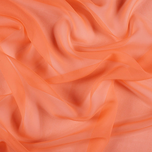 2 3/4 YD PC-Tangerine Orange Silk Chiffon Fabric