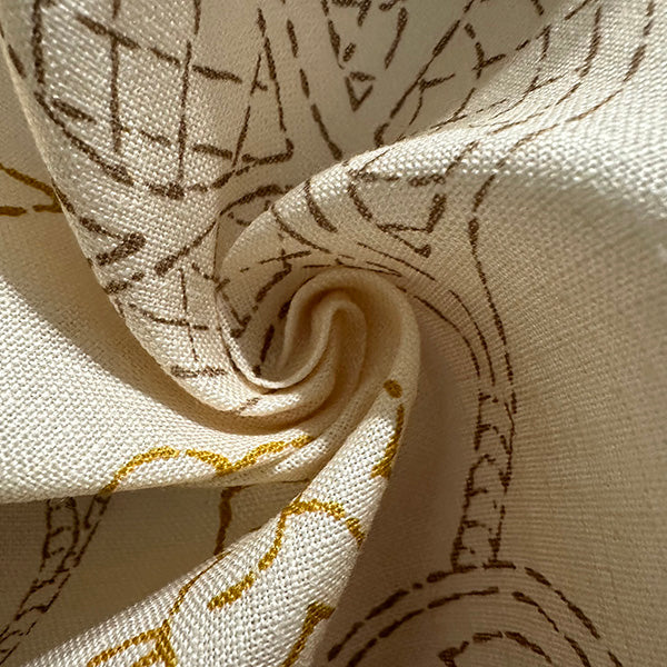 Malmaison Stone Linen Print Drapery Fabric