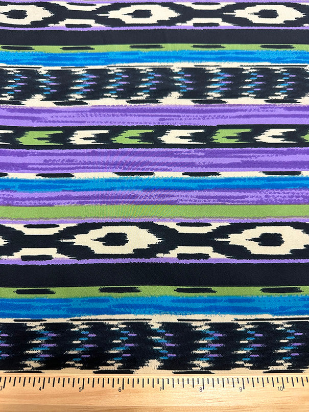 2 YD PC-Purple Multi Stripe Print Poly Charmeuse Satin Fabric