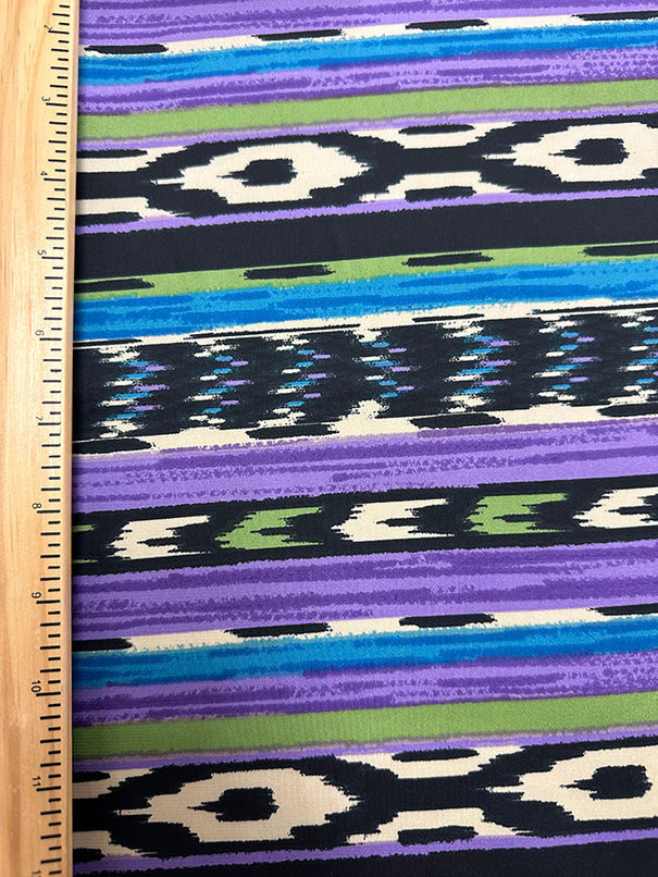 2 YD PC-Purple Multi Stripe Print Poly Charmeuse Satin Fabric
