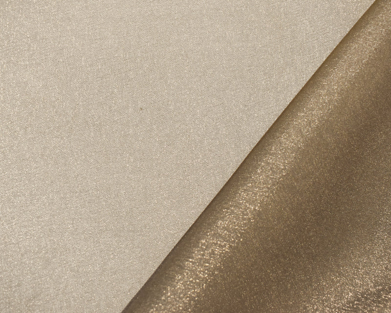 Gold-Gray Poly Solid Sparkle Organza Woven Fabric