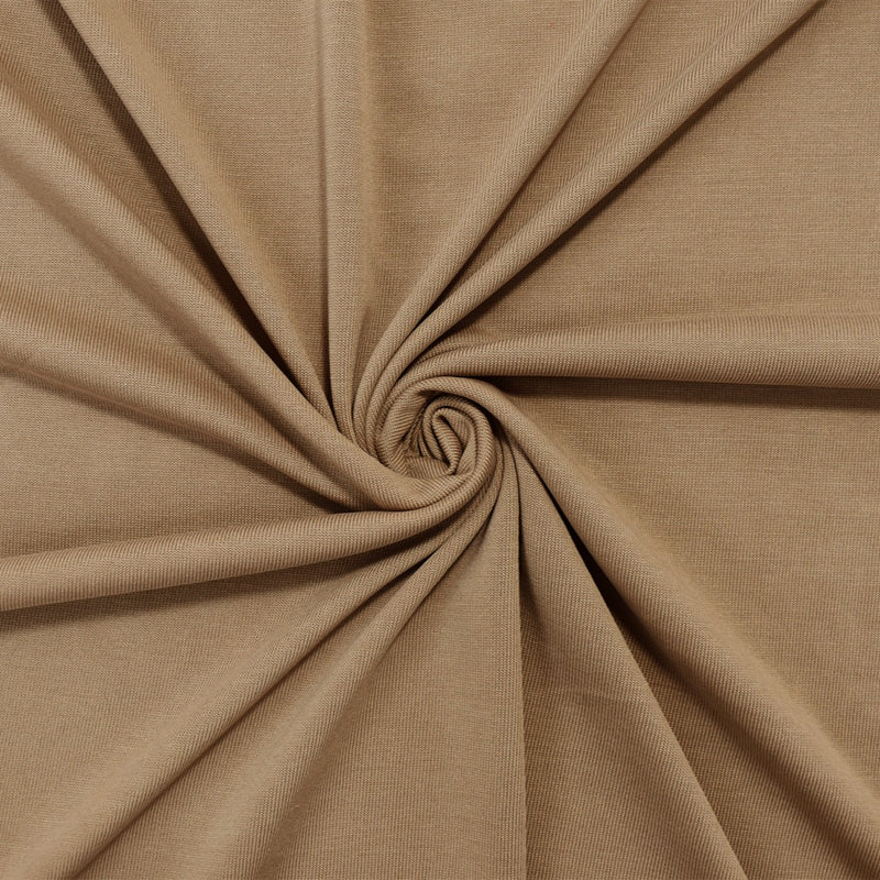 Cream Brown Rayon Poly Stretch Spandex Solid Jersey Knit Fabric