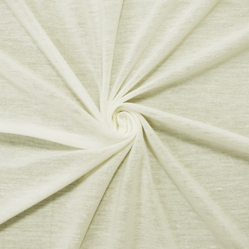 Off-White Polyester Stretch Spandex Semi-Sheer Slub Jersey Knit Fabric