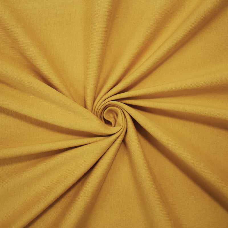 Yellow Cotton Stretch Spandex Solid Jersey Knit Fabric
