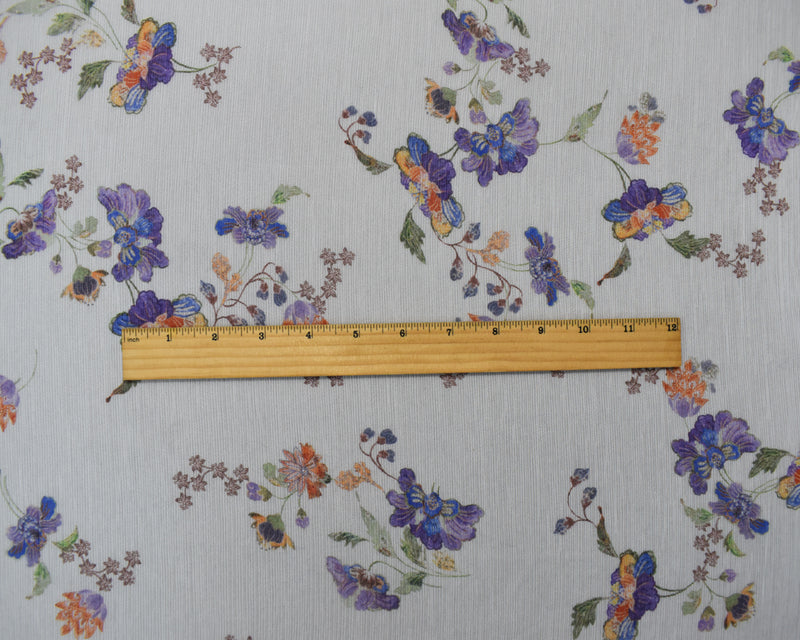 White-Purple-Multi Poly Floral Printed Dobby Chiffon Woven Fabric