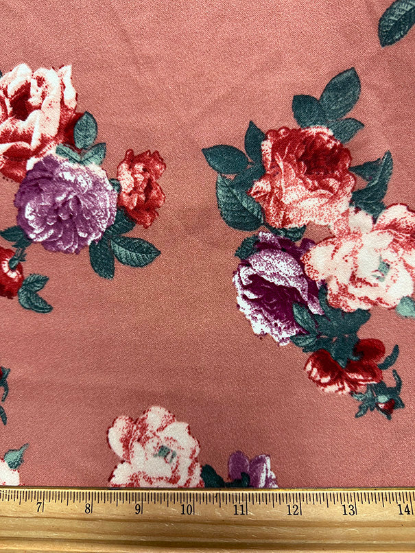 Terra Cotta Floral Print Crepe Scuba Double Knit Fabric