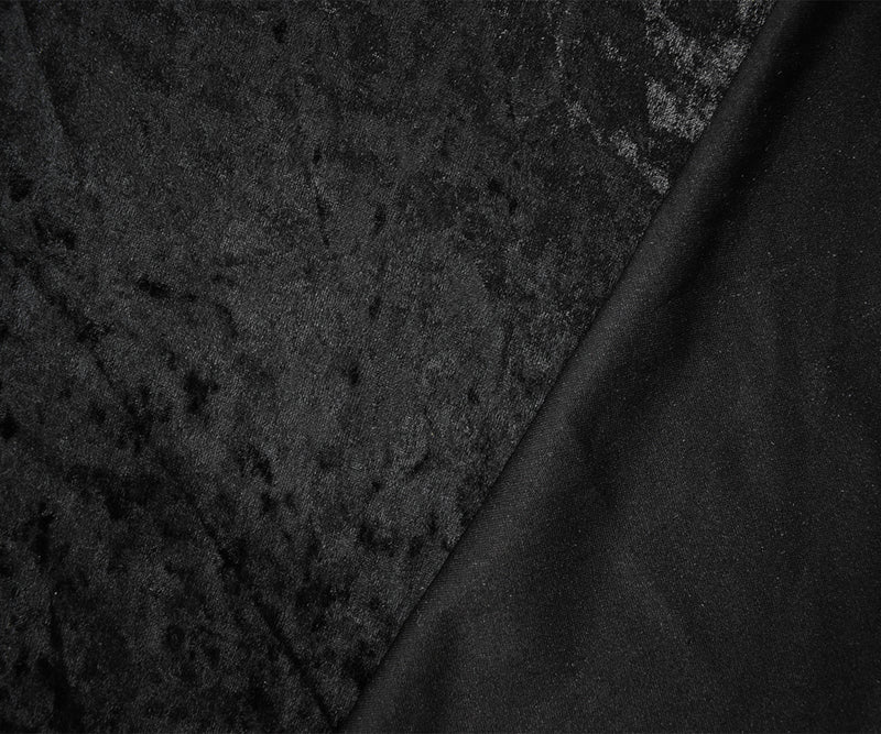 Black Poly Stretch Spandex Solid Crushed Velvet Knit Fabric
