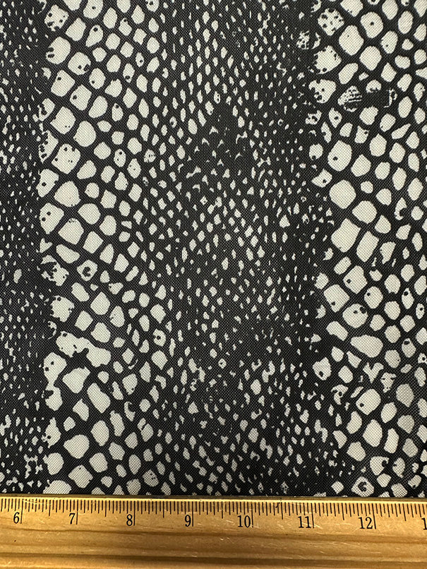 Black and White Reptile Print Stretch Mesh Fabric