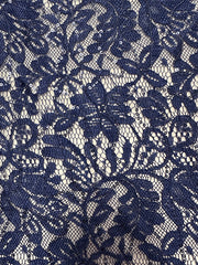 Image for 1 1/2 YD PC-Navy Blue Embroidered Sequin Lace Fabric