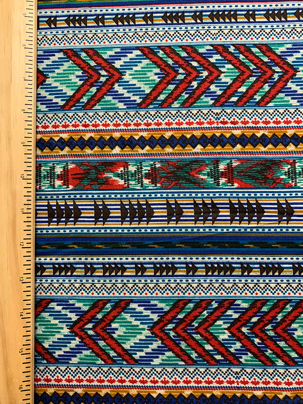White Multi Stripe Print Rayon Challis Fabric