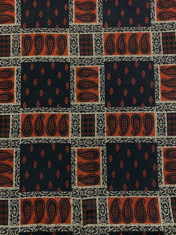 Red and Black Bandana Patchwork Print Rayon Challis Fabric