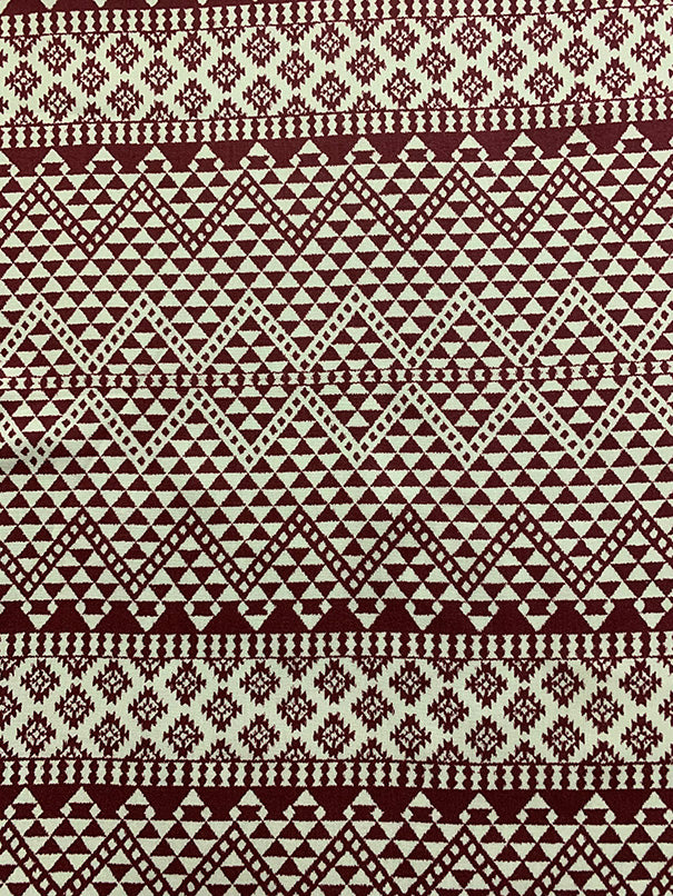 Burgundy and White Multi Print Rayon Challis Fabric