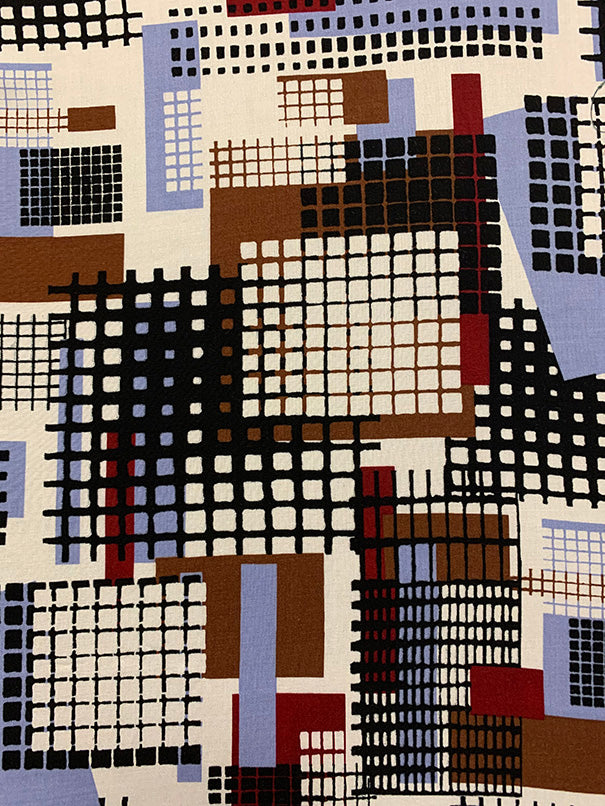 2 YD PC-Red and Black Abstract Print Rayon Challis Fabric