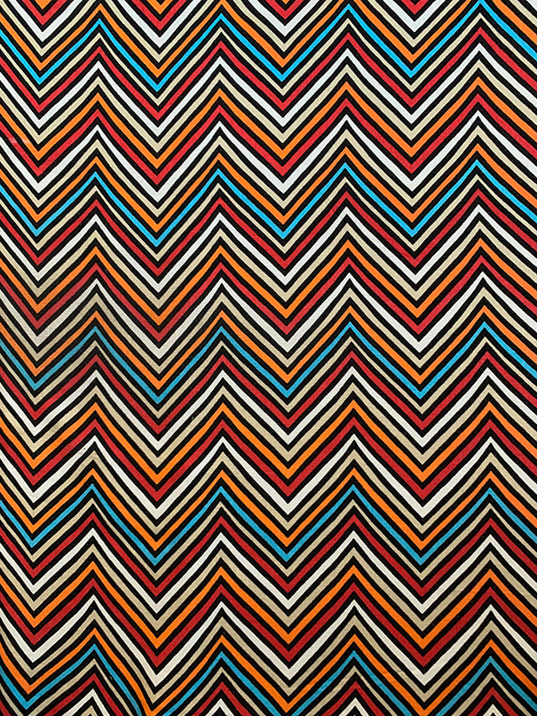 Beige Multi Chevron Print Rayon Challis Fabric