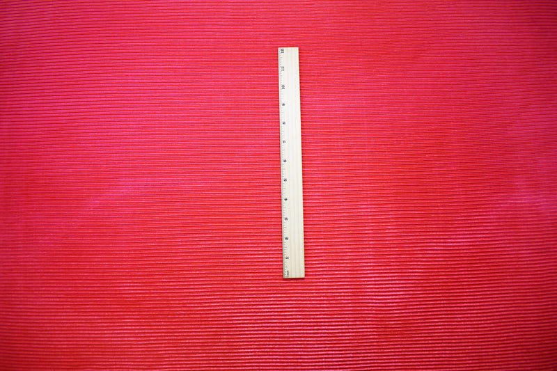 Coral Red Poly Stretch Spandex Pleated Interlock Knit Fabric