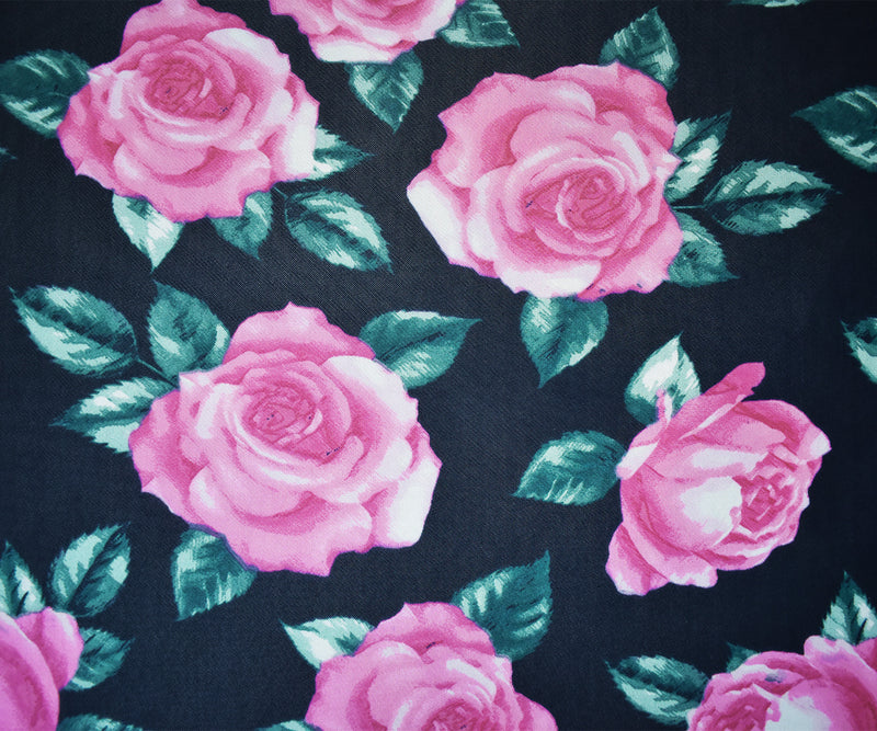 Black-Multi Poly Stretch Spandex Floral Printed Mesh Knit Fabric