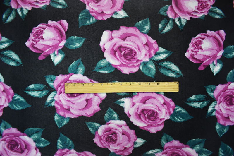Black-Multi Poly Stretch Spandex Floral Printed Mesh Knit Fabric