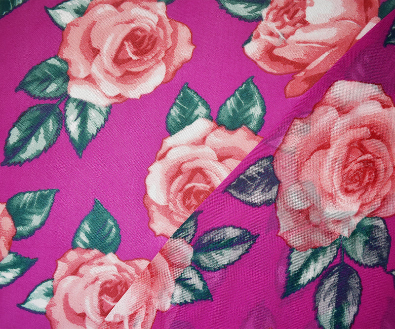 2 YD PC-Pink-Multi Poly Stretch Spandex Floral Printed Mesh Knit Fabric
