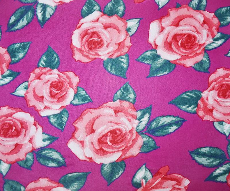 2 YD PC-Pink-Multi Poly Stretch Spandex Floral Printed Mesh Knit Fabric