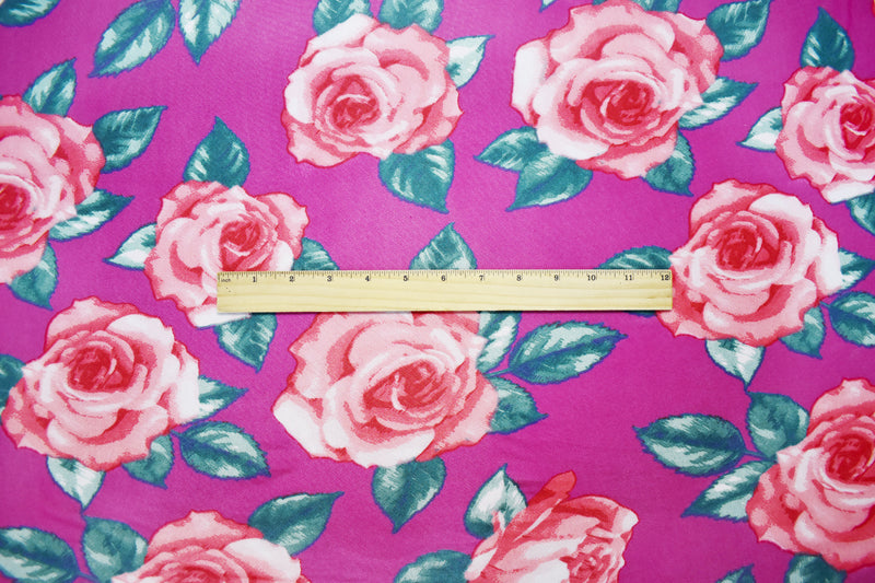 2 YD PC-Pink-Multi Poly Stretch Spandex Floral Printed Mesh Knit Fabric