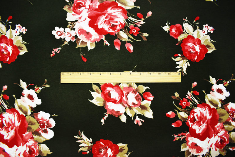 Deep Green-Multi Stretch Spandex Floral Printed Jersey Knit Fabric