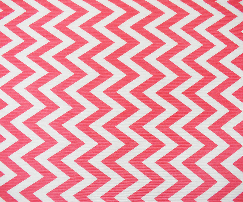 Pink-White Poly Stretch Spandex Chevron Print Pleated Jersey Knit Fabric