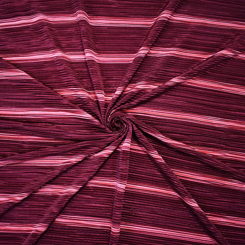 Pink Poly Stretch Spandex Stripe Printed Pleat Interlock Knit Fabric